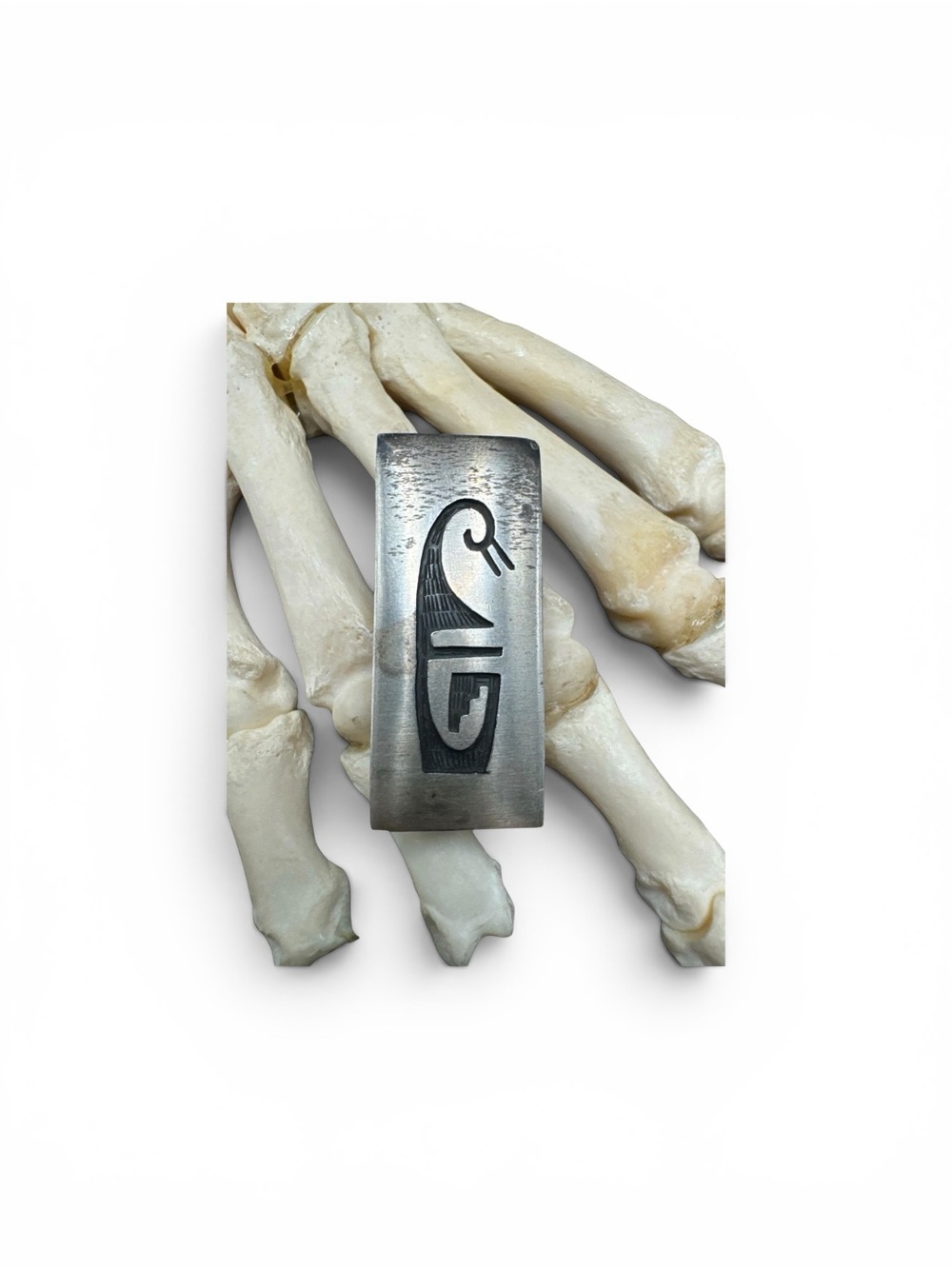 Vintage Hopi Sterling Silver Hand Made Abstract Bird Money Clip 24 grams